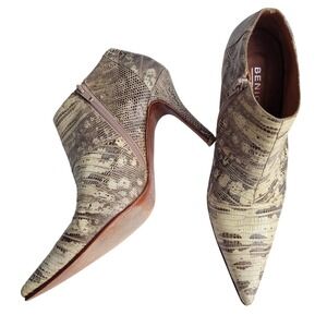 Vintage 90s Benicio Argentina Genuine Teju Lizard Stiletto Ankle Booties Boots